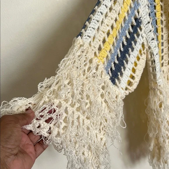 POL Cream and Blue Crochet Cardigan - Picture 5 of 9